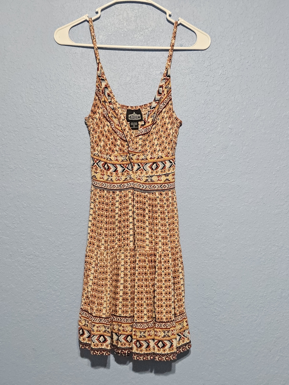 Angie Patterned Sundress - Adjustable Spaghetti Strap Mini Dress